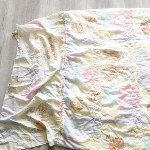 Vintage 1989 PRECIOUS MOMENTS Blanket With Sham Twin Bed Sheet Set - Picture 3 of 14